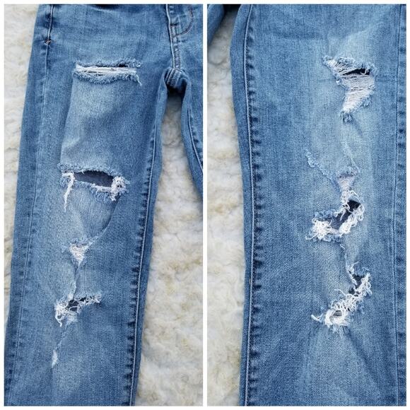 Distressed Jeans AEO Size 4 Super Stretch Denim American Eagle Outfitters Skinny - Picture 7 of 10